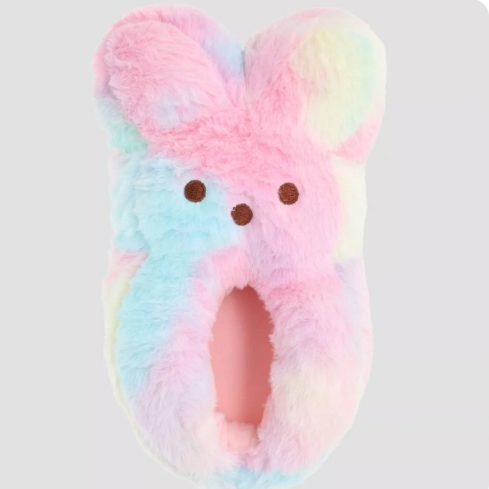 Peeps Plush Tie Dye Pastel Bunny Slippers Size 6